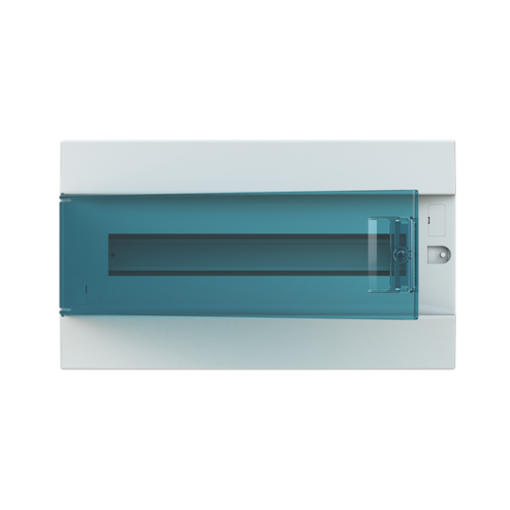 Consumer unit , Flush mounting, 18 modules, 1 rows, IP41,  Door Single, Plastic, Transparent, Dimensions 107.000 mm x 430.000 mm x 250.000 mm
