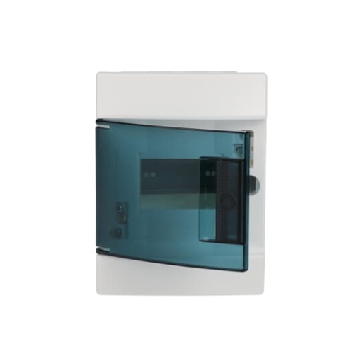 Consumer unit , Hollow wall, 4 modules, 1 rows, IP41,  Door Single, Plastic, Transparent, Dimensions 202 mm x 152 mm x 104 mm