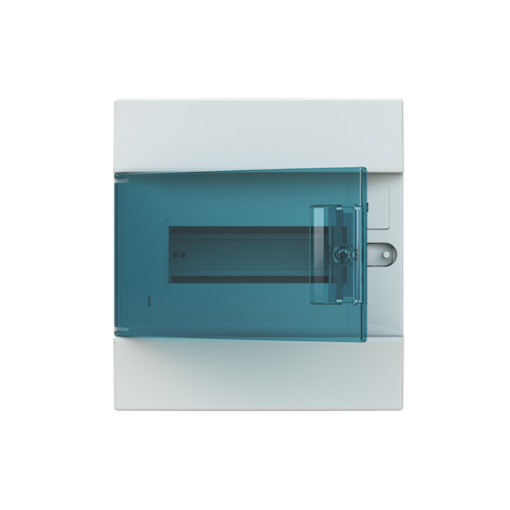 Consumer unit , Flush mounting, 8 modules, 1 rows, IP41,  Door Single, Plastic, Transparent, Dimensions 107.000 mm x 232.000 mm x 250.000 mm