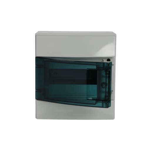 Consumer unit , Surface mounting, 8 modules, 1 rows, IP65,  Door Single, Plastic, Transparent, Dimensions 250 mm x 232 mm x 155 mm