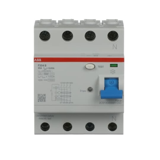 Residual Current Circuit Breaker F200 - 4P - 30 mA - 25 A - Type B