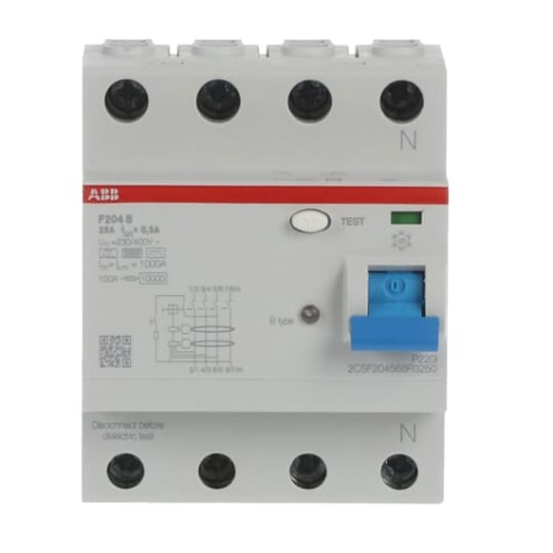 Residual Current Circuit Breaker F200 - 4P - 300 mA - 25 A - Type B
