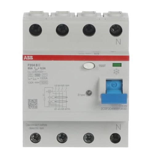 Residual Current Circuit Breaker F200 - 4P - 300 mA - 63 A - Type B