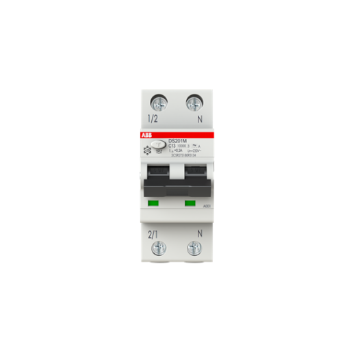 Residual Current Circuit Breaker with Overcurrent Protection DS201 M - 1PN - 300 mA - 13 A - C - Type A