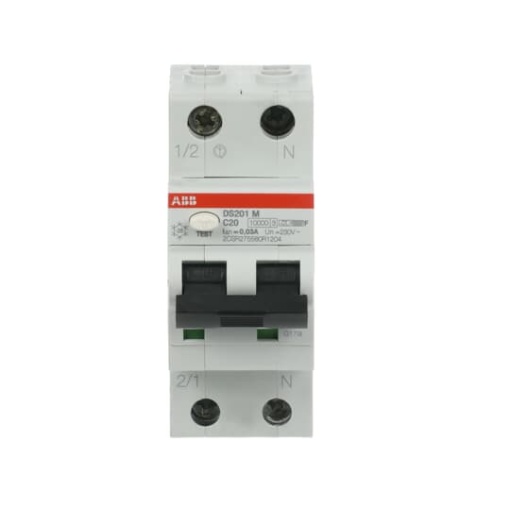 Residual Current Circuit Breaker with Overcurrent Protection DS201 M - 1PN - 30 mA - 20 A - C - Type F