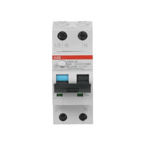 Residual Current Circuit Breaker with Overcurrent Protection DS201 M - 1PN - 30 mA - 32 A - C - Type F