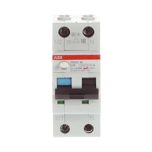 Residual Current Circuit Breaker with Overcurrent Protection DS201 M - 1PN - 30 mA - 16 A - C - Type A