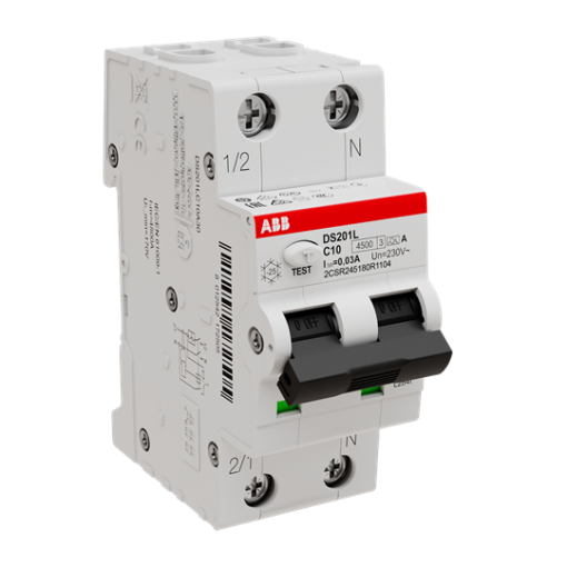 Residual Current Circuit Breaker with Overcurrent Protection DS201 L - 1PN - 30 mA - 10 A - C - Type A
