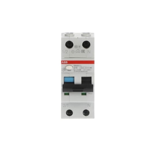 Residual Current Circuit Breaker with Overcurrent Protection DS201 L - 1PN - 300 mA - 16 A - C - Type AC