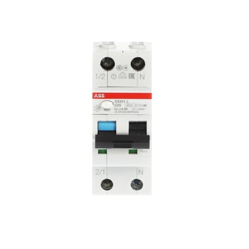 Residual Current Circuit Breaker with Overcurrent Protection DS201 L - 1PN - 300 mA - 25 A - C - Type AC