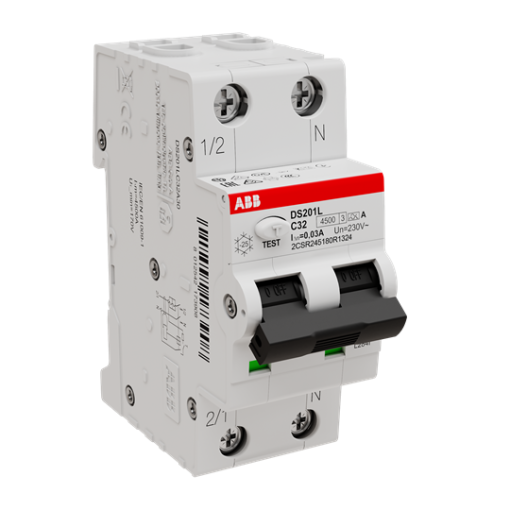 Residual Current Circuit Breaker with Overcurrent Protection DS201 L - 1PN - 30 mA - 32 A - C - Type A