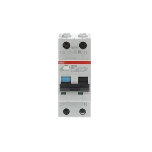 Residual Current Circuit Breaker with Overcurrent Protection DS201 - 1PN - 30 mA - 20 A - C - Type A