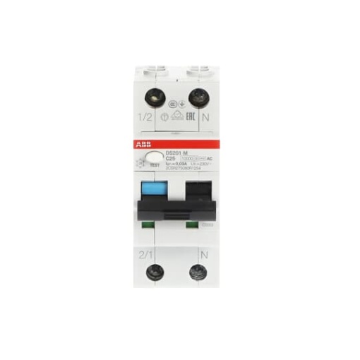 Residual Current Circuit Breaker with Overcurrent Protection DS201 M - 1PN - 30 mA - 25 A - C - Type AC