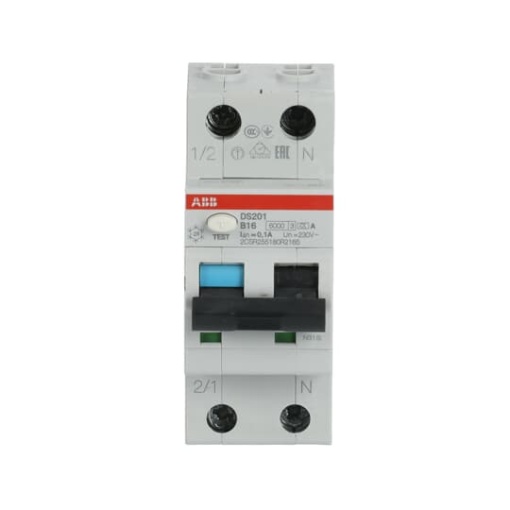 Residual Current Circuit Breaker with Overcurrent Protection DS201 - 1PN - 100 mA - 16 A - B - Type A