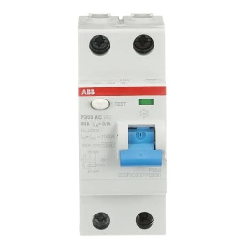 Residual Current Circuit Breaker F200 - 2P - 100 mA - 63 A - Type AC