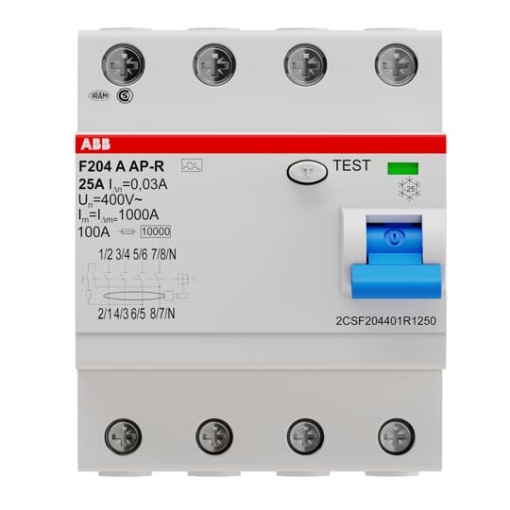 Residual Current Circuit Breaker F200 - 4P - 30 mA - 25 A - Type A APR