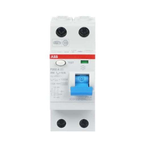 Residual Current Circuit Breaker F200 - 2P - 100 mA - 25 A - Type A