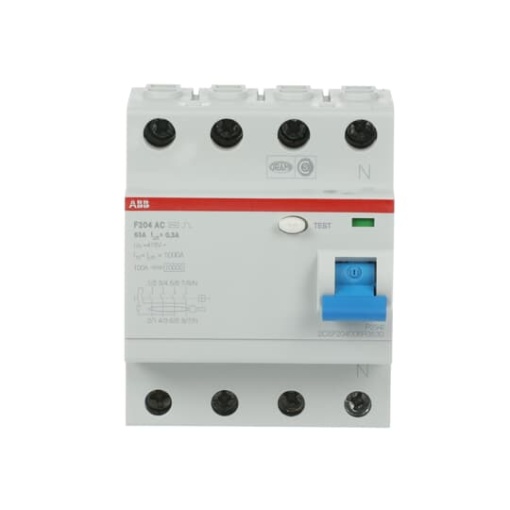 Residual Current Circuit Breaker F200 - 4P - 300 mA - 63 A - Type AC
