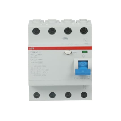 Residual Current Circuit Breaker F200 - 4P - 30 mA - 63 A - Type AC