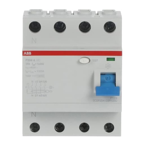 Residual Current Circuit Breaker F200 - 4P - 30 mA - 25 A - Type A