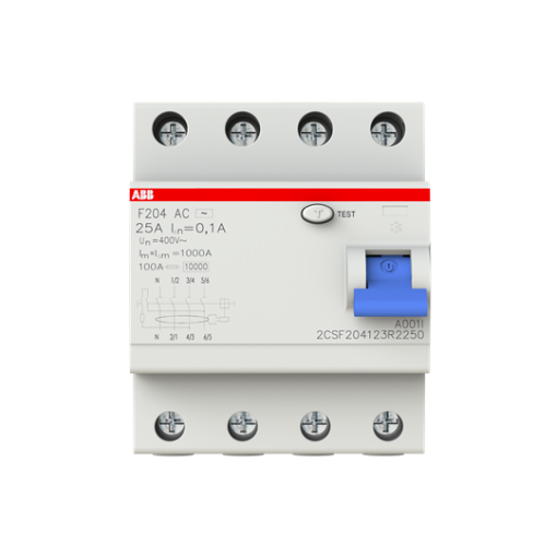 Residual Current Circuit Breaker F200 - 4P - 100 mA - 25 A - Type A