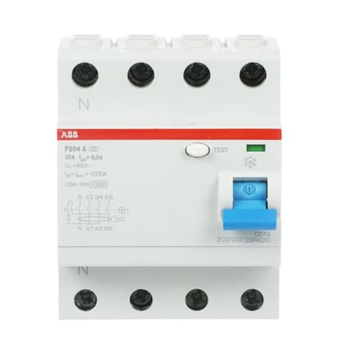 Residual Current Circuit Breaker F200 - 4P - 500 mA - 25 A - Type A