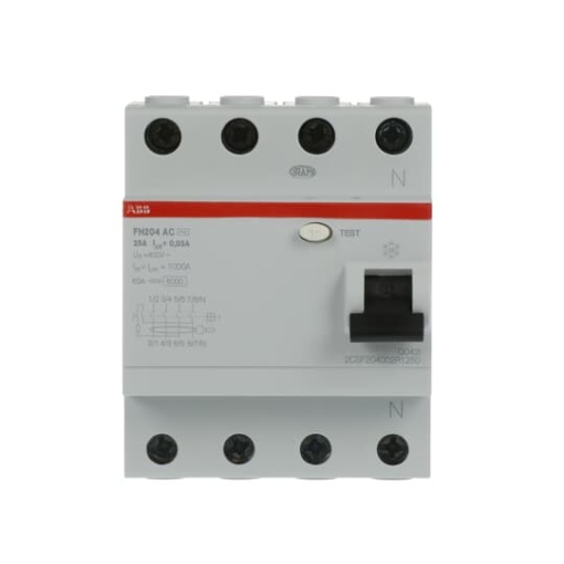 Residual Current Circuit Breaker   4P  Type AC  30 mA  25 A