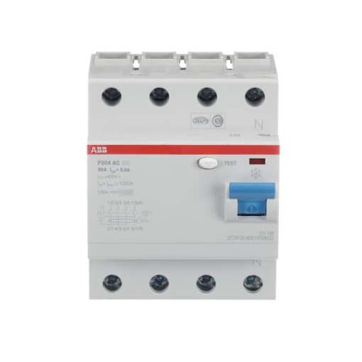 Residual Current Circuit Breaker   4P  Type AC  300 mA  80 A