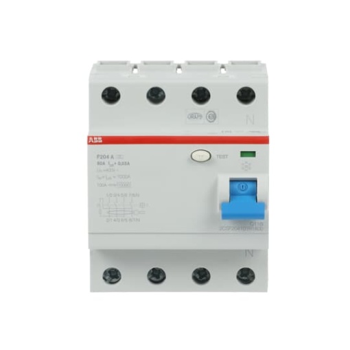 Residual Current Circuit Breaker F200 - 4P - 30 mA - 80 A - Type A