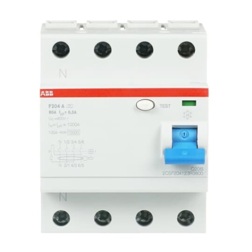 Residual Current Circuit Breaker F200 - 4P - 300 mA - 80 A - Type A
