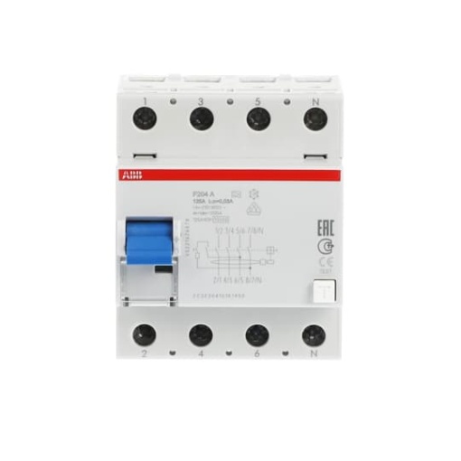 Residual Current Circuit Breaker F200 - 4P - 30 mA - 125 A - Type A