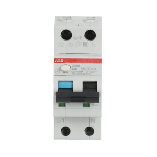 Residual Current Circuit Breaker with Overcurrent Protection DS201 - 1PN - 30 mA - 25 A - B - Type A