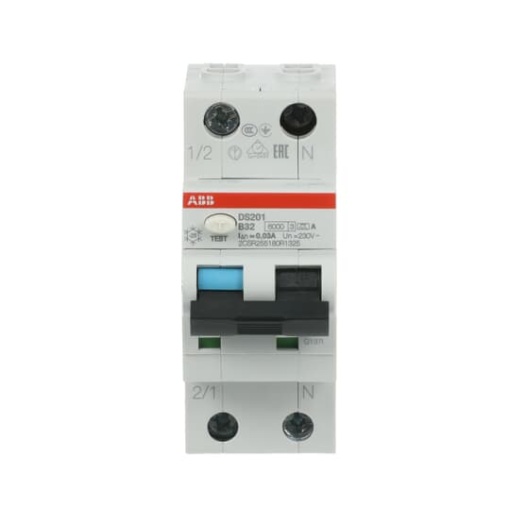 Residual Current Circuit Breaker with Overcurrent Protection DS201 - 1PN - 30 mA - 32 A - B - Type A