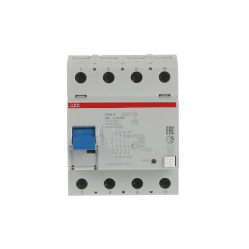 Residual Current Circuit Breaker F200 - 4P - 30 mA - 80 A - Type B