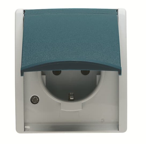 Socket Schuko with lid Without imprint with Hinged Lid Blue   ocean