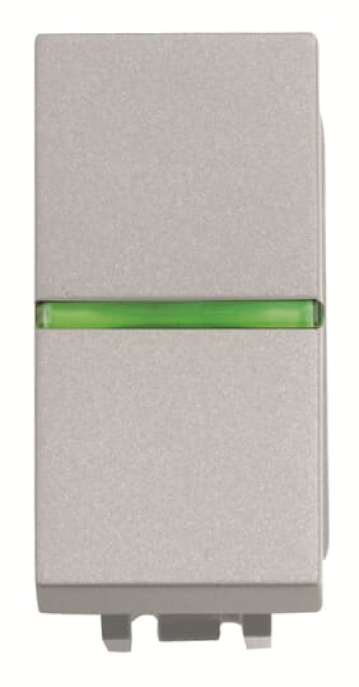 Switch 1way Rockerbutton Off switch 1pole with LED exchangeable Silver  Zenit