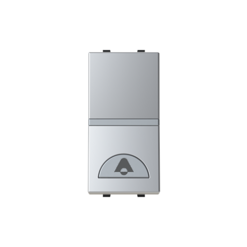 Pushbutton SP with bell symbol  1M  Silver Symbol bell Single push button Rocker 1 pole Silver  Zenit