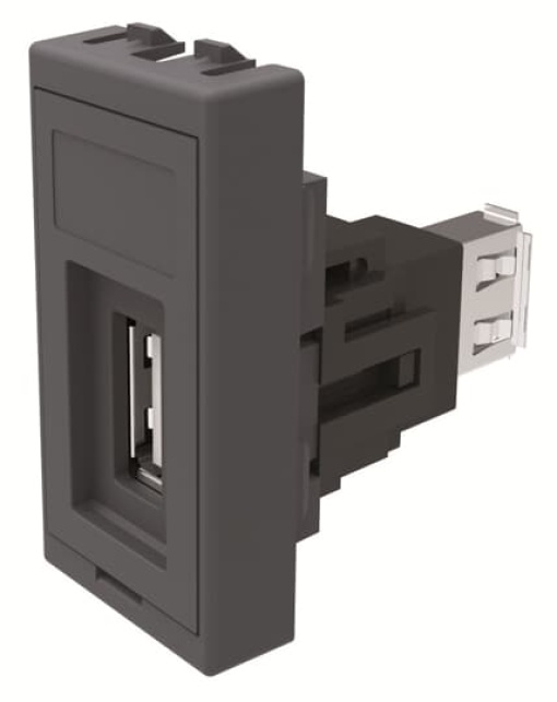 USB connector 1 module USB 1gang White