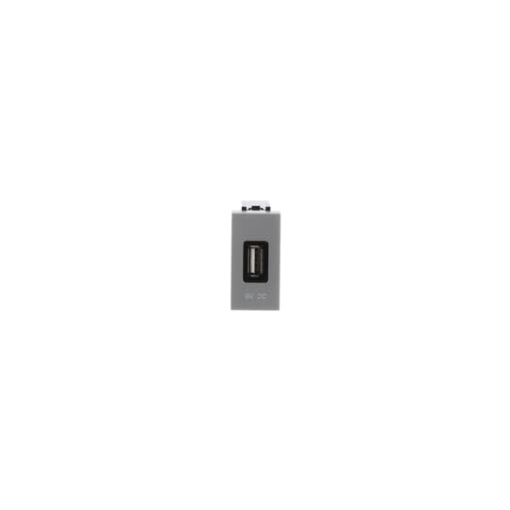 USB charger 2000mA 1gang  1M  Silver Breakout cable with USB A Silver   Zenit