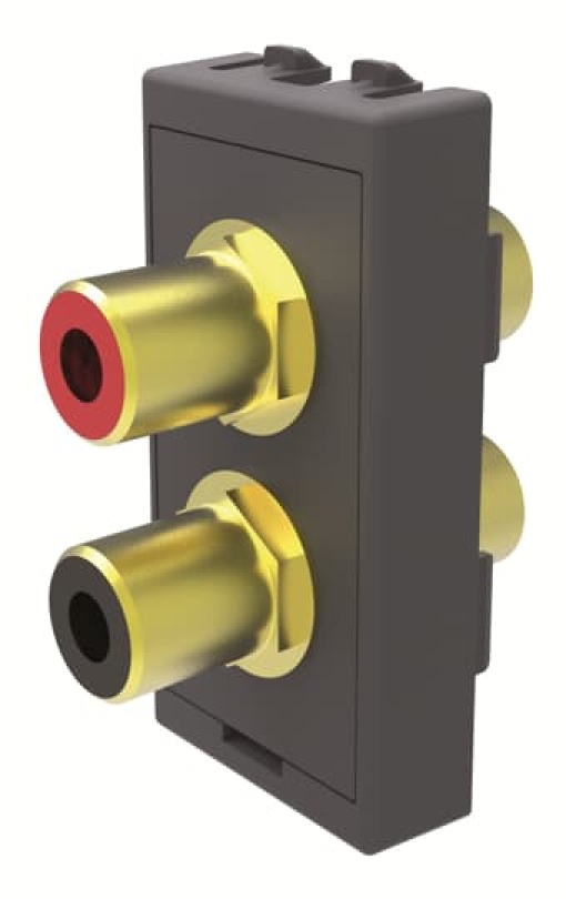 2 RCA connectors 1 module Cinch 1gang Anthracite