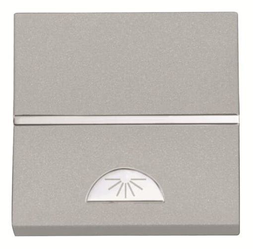Push-button, SP with light symbol - 2M - Silver Symbol "light" Single push button Rocker 1 pole, Silver - Zenit
