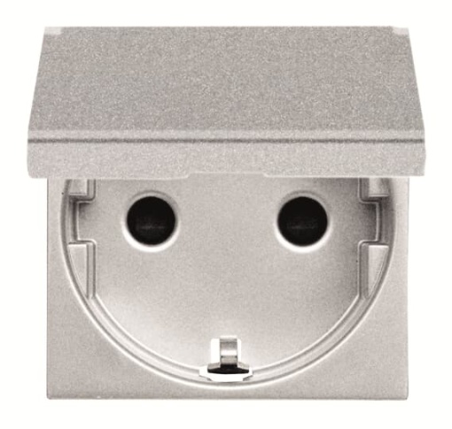 Socket outlet insertcover Protective contact SCHUKO Without imprint Hinged Lid Silver - Zenit