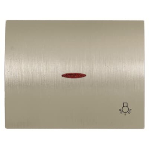Cover push button wlight sym & indic. Symbol "light" for Switchpush button, Single rocker Aluminium - Olas