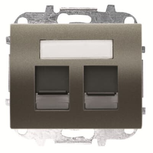 Cover plate double data outlet Data connection 1 gang Aluminium - Olas