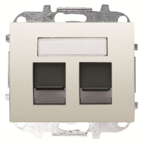 Cover plate Data connection 2 gang Cream white - Olas