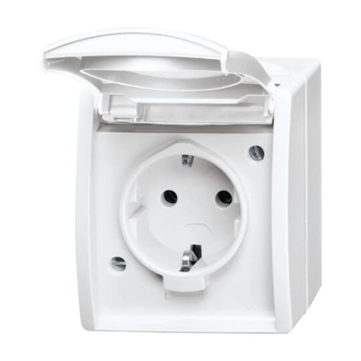 SCHUKO Socket with labelling field with Hinged Lid 16 A white  - ocean