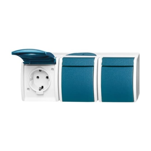 Socket Outlets with Hinged Lid 16 A grey  blue-green  - ocean