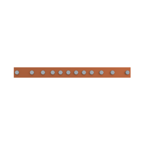 Horizontal PE busbar, 40 mm x 800 mm x 10 mm