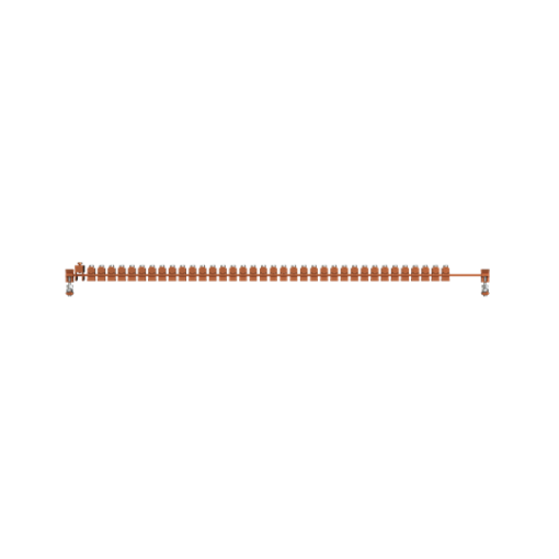 Horizontal PE busbar, 12 mm x 800 mm x 10 mm