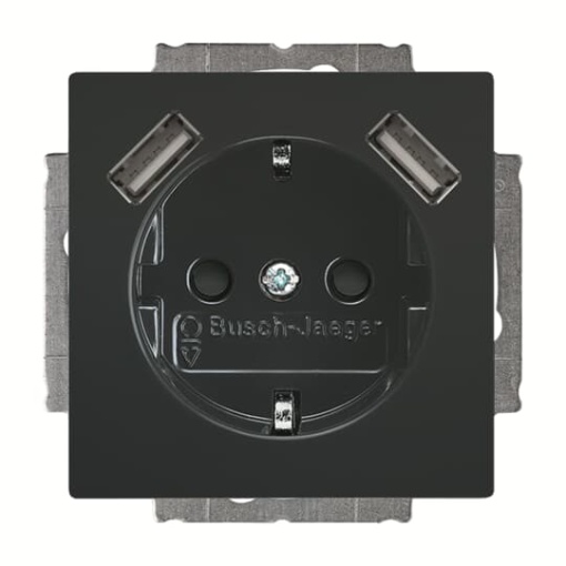 Socket insert Safety Shutter with USB AA anthracite - Platform 63